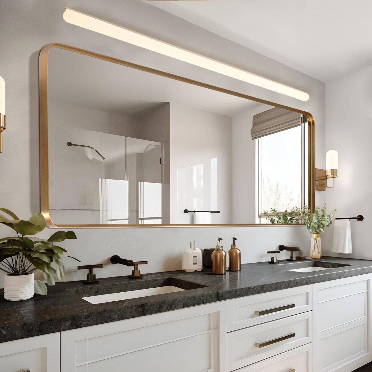 Specchio rettangolare moderno da parete in lega di alluminio - 71*28