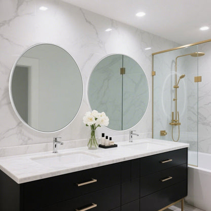 Specchio da toeletta rotondo da parete per bagno moderno