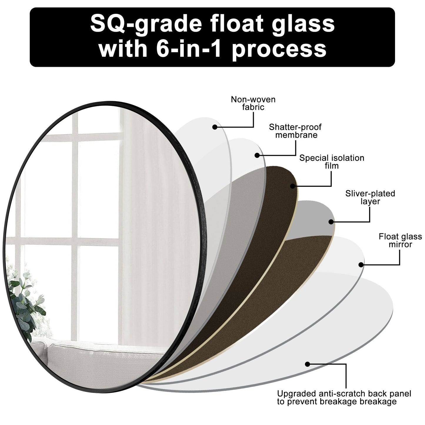 Specchio da toeletta rotondo da parete per bagno moderno