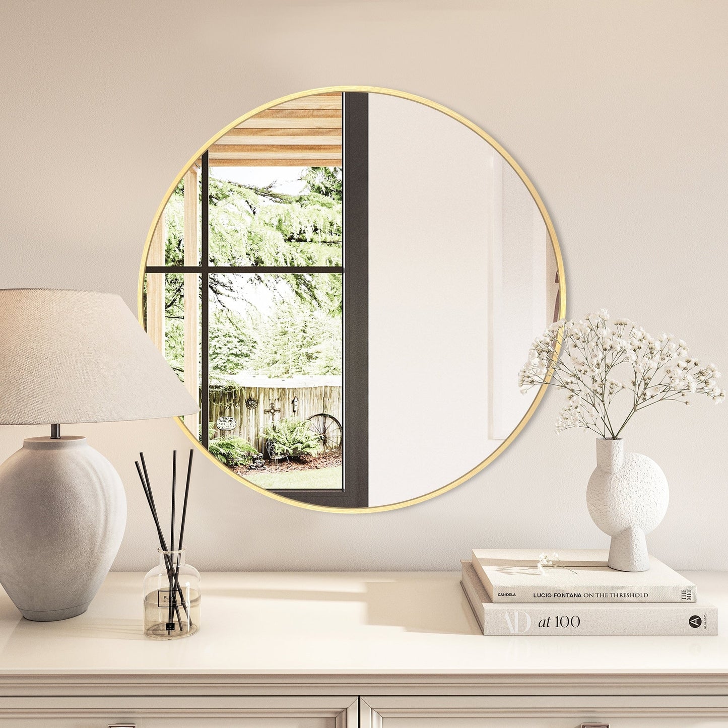 Specchio da toeletta rotondo da parete per bagno moderno