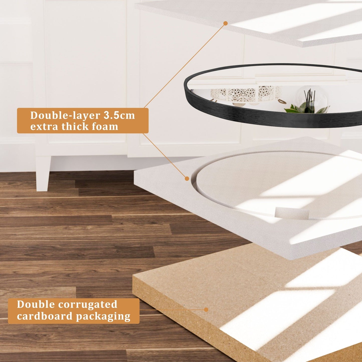 Specchio da toeletta rotondo da parete per bagno moderno