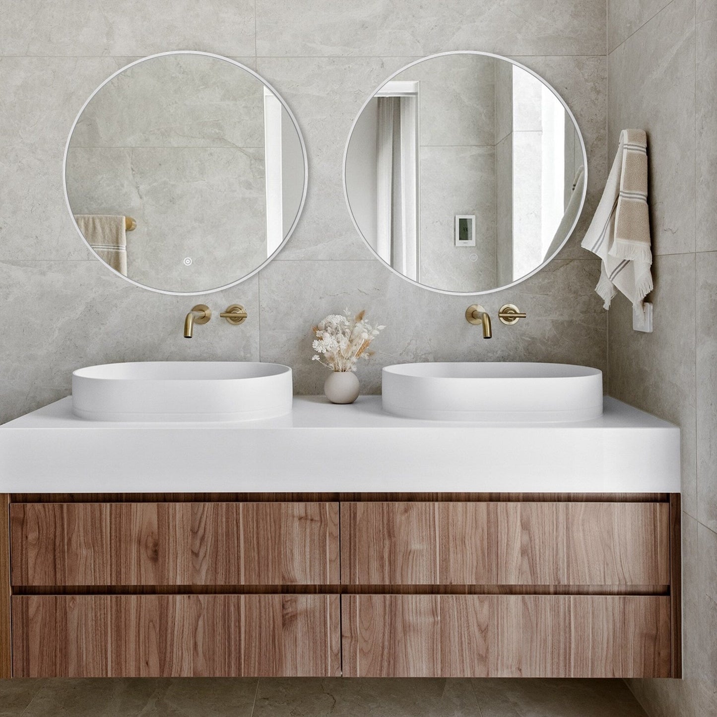 Specchio da toeletta rotondo da parete per bagno moderno