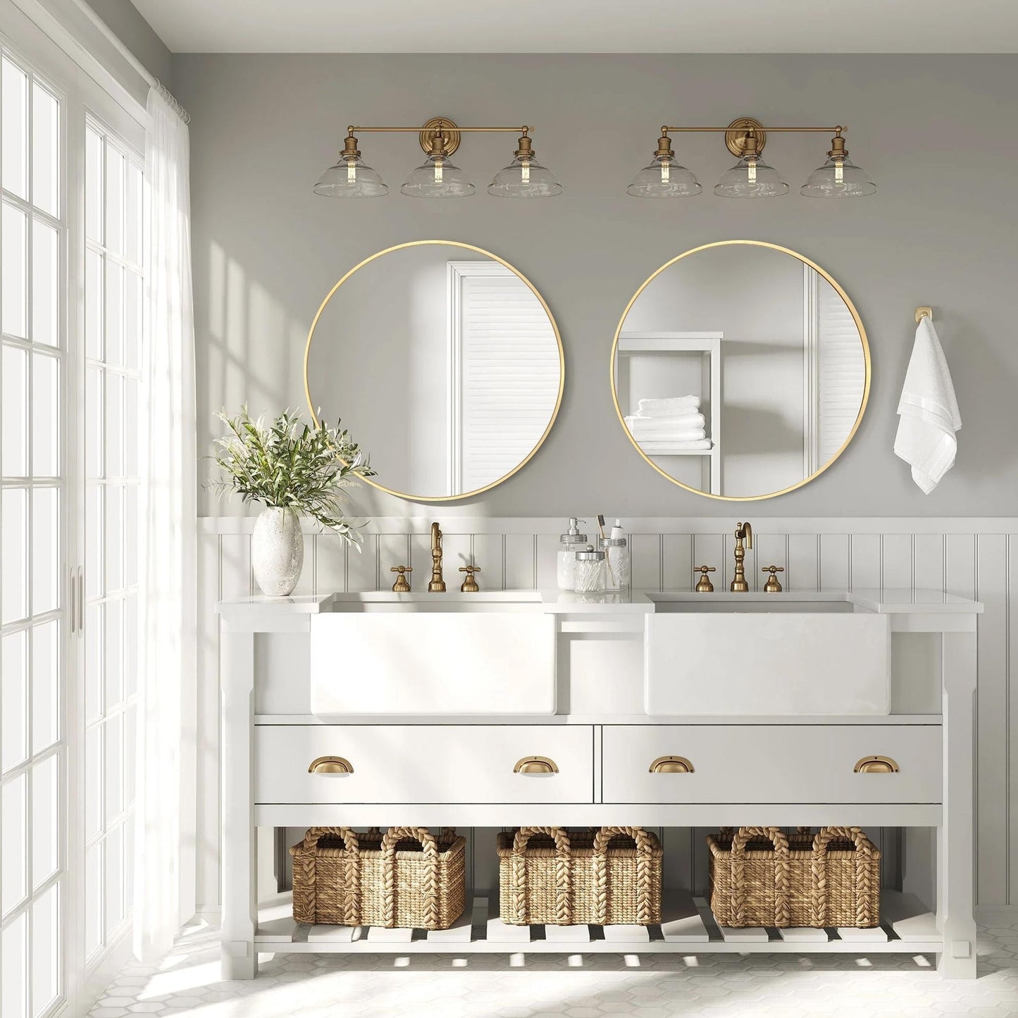 Specchio da toeletta rotondo da parete per bagno moderno