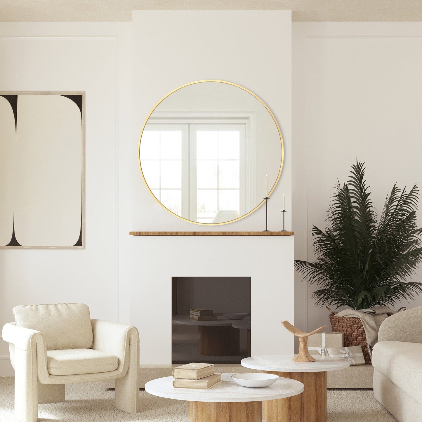 Specchio da toeletta rotondo da parete per bagno moderno