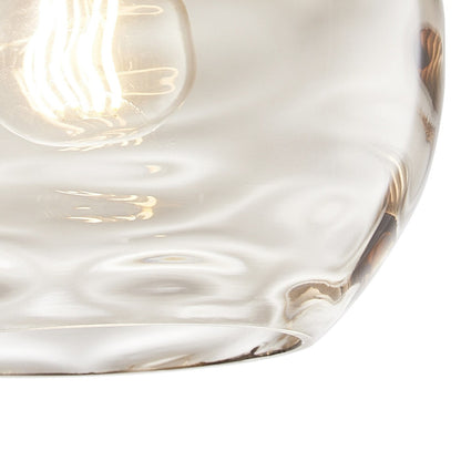 Lampada a sospensione moderna con paralume in vetro trasparente con effetto acqua increspata, nera, a 1 luce