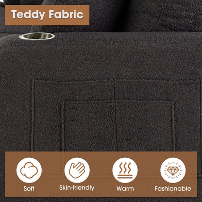 Set di divani da soggiorno moderni in tessuto nero, 3 pezzi, con divano a due posti e pouf