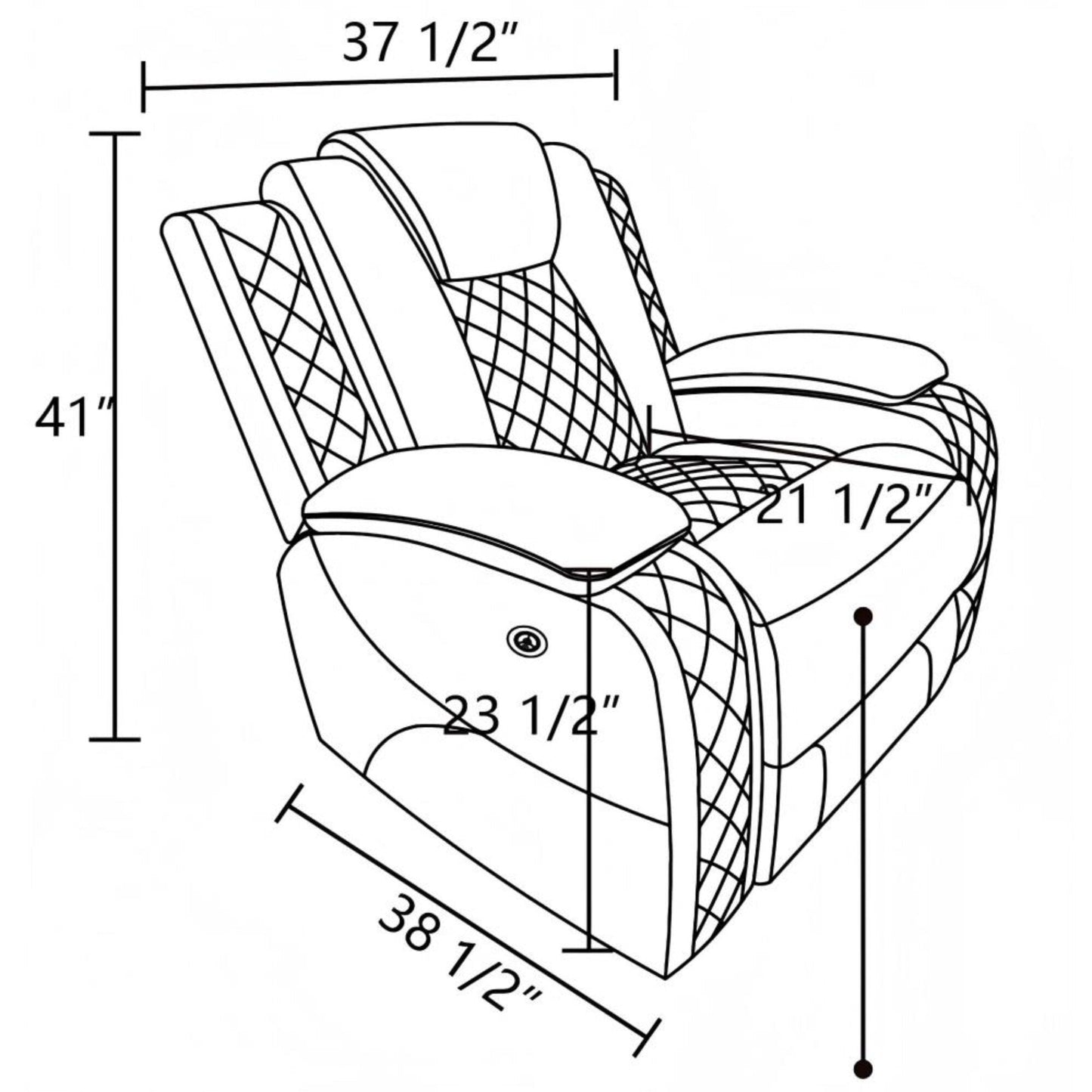 Poltrona reclinabile moderna in pelle traspirante con illuminazione ambientale e LED alimentato tramite USB
