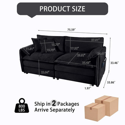 Divano moderno in ciniglia a 2 posti, comodo e profondo, per soggiorno