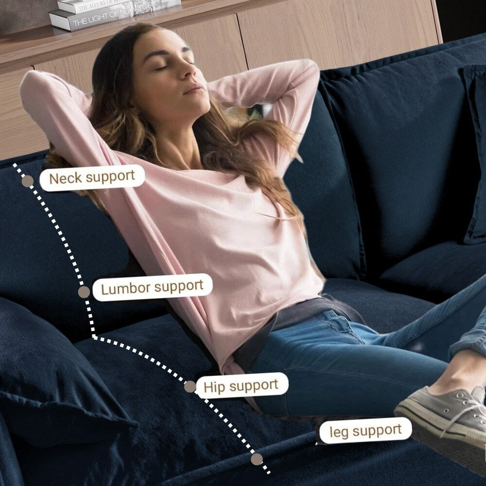 Divano moderno in ciniglia a 2 posti, comodo e profondo, per soggiorno