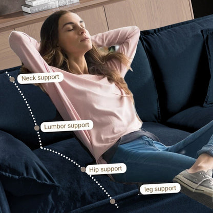 Divano moderno in ciniglia a 2 posti, comodo e profondo, per soggiorno