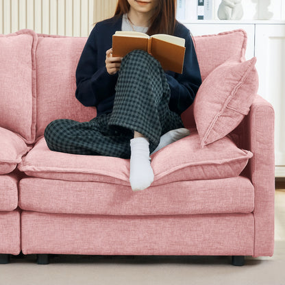 Divano componibile moderno a 3 posti in ciniglia a forma di L con pouf rimovibile per soggiorno