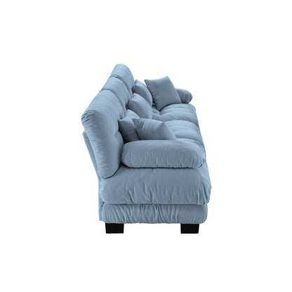 Divano componibile moderno in ciniglia a 3 posti, divano modulare con seduta profonda, cuscini decorativi e cuscini per la vita, per soggiorno