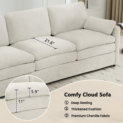 Divano moderno a 3 posti imbottito e confortevole in ciniglia, divano a 3 posti Comfy Cloud con 2 cuscini lombari, divano con cuscino di peluche