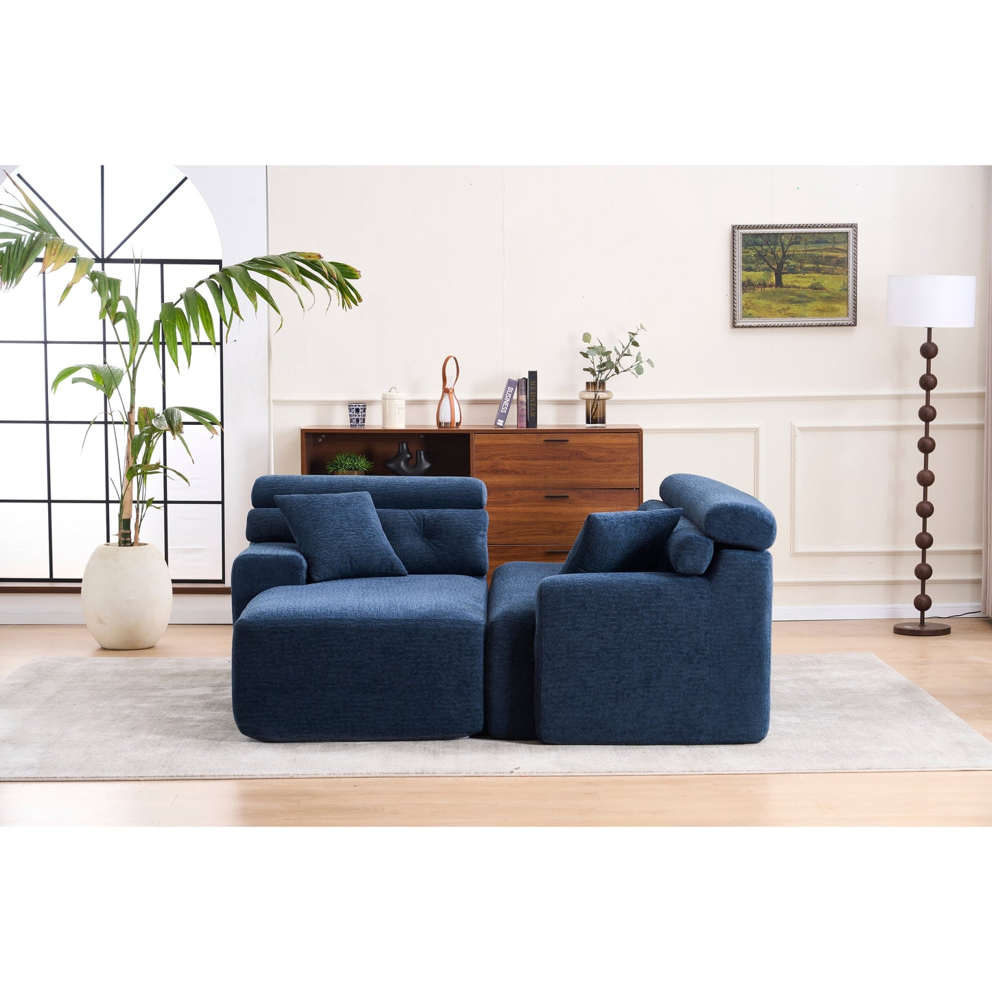 Divano componibile modulare moderno a 4 posti a forma di L in ciniglia con 2 cuscini per il soggiorno dell'appartamento