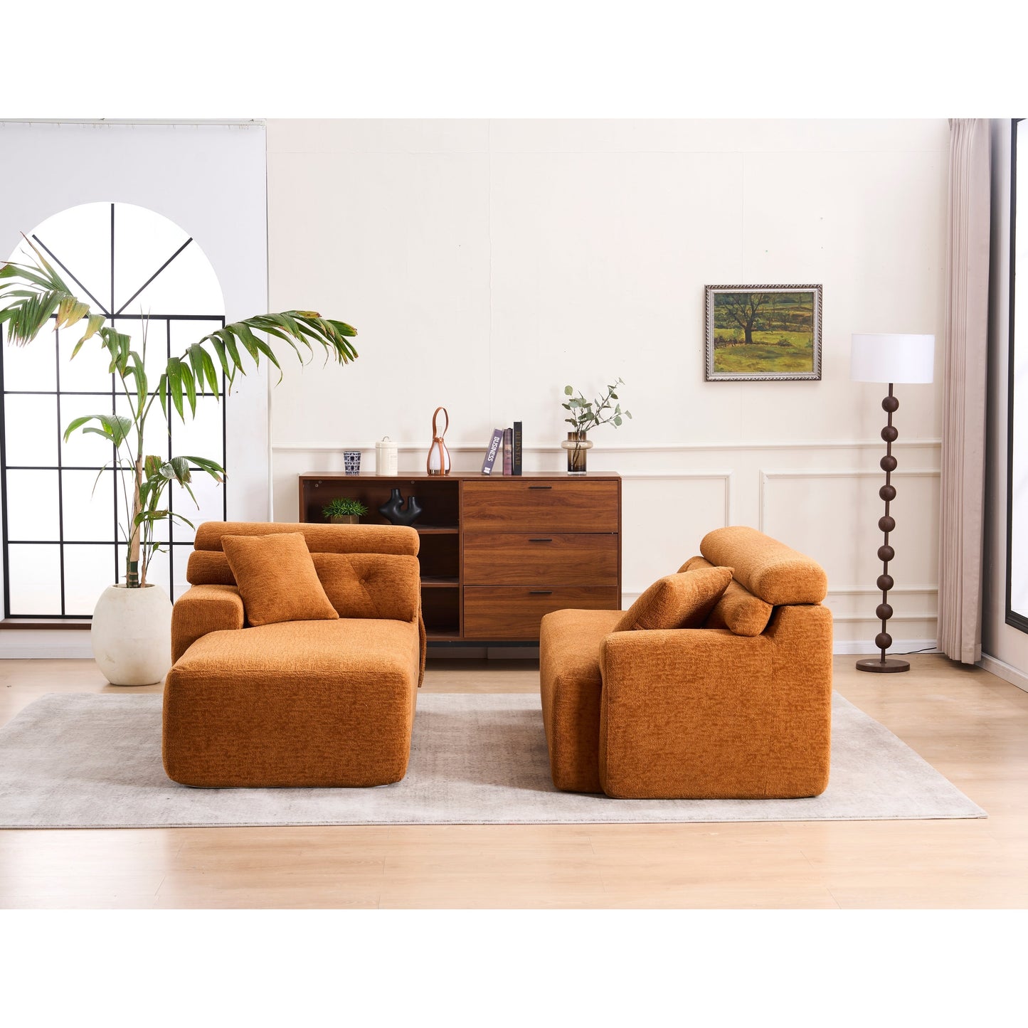 Divano componibile modulare moderno a 4 posti a forma di L in ciniglia con 2 cuscini per il soggiorno dell'appartamento