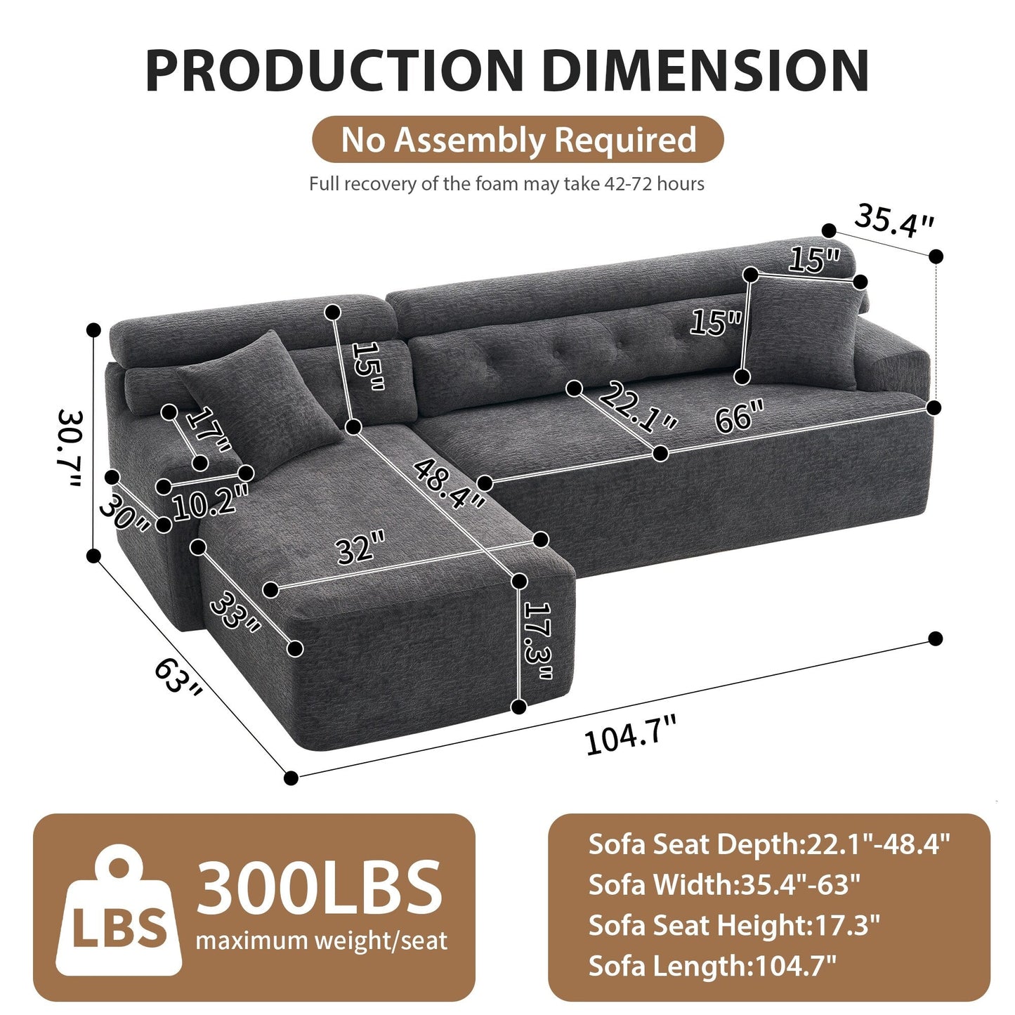 Divano componibile modulare moderno a 4 posti a forma di L in ciniglia con 2 cuscini per il soggiorno dell'appartamento