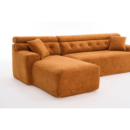 Divano componibile modulare moderno a 4 posti a forma di L in ciniglia con 2 cuscini per il soggiorno dell'appartamento