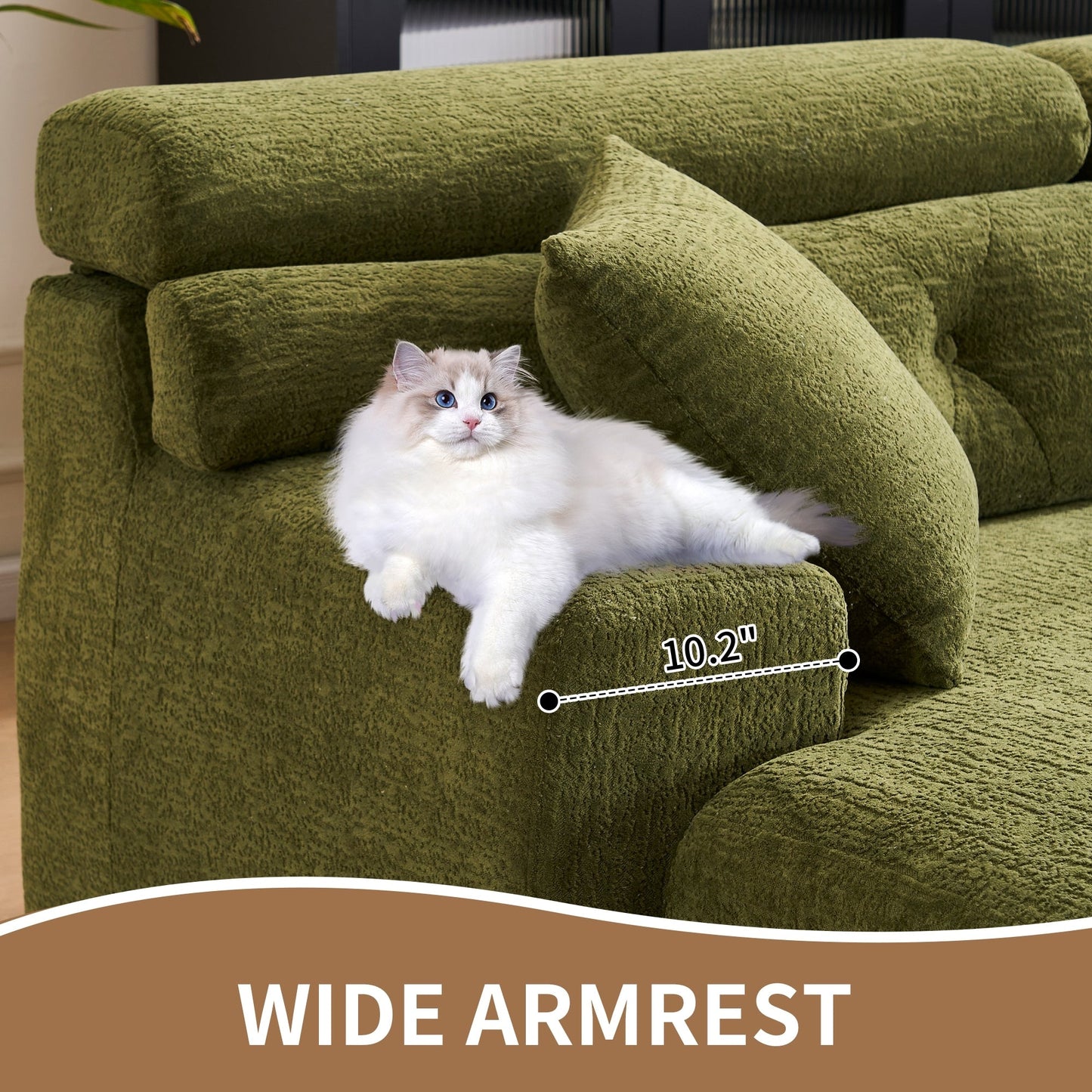 Divano componibile modulare moderno a 4 posti a forma di L in ciniglia con 2 cuscini per il soggiorno dell'appartamento