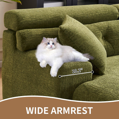 Divano componibile modulare moderno a 4 posti a forma di L in ciniglia con 2 cuscini per il soggiorno dell'appartamento