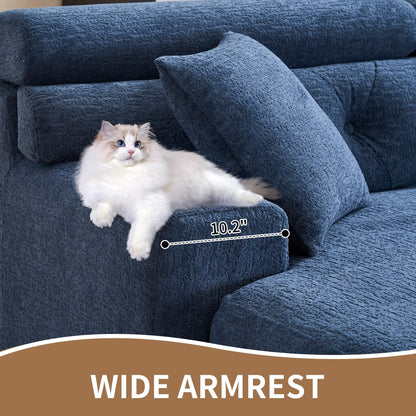 Divano componibile modulare moderno a 4 posti a forma di L in ciniglia con 2 cuscini per il soggiorno dell'appartamento