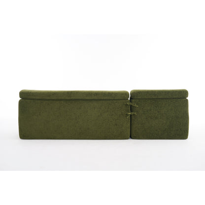 Divano componibile modulare moderno a 4 posti a forma di L in ciniglia con 2 cuscini per il soggiorno dell'appartamento