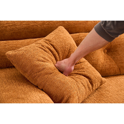 Divano componibile modulare moderno a 4 posti a forma di L in ciniglia con 2 cuscini per il soggiorno dell'appartamento