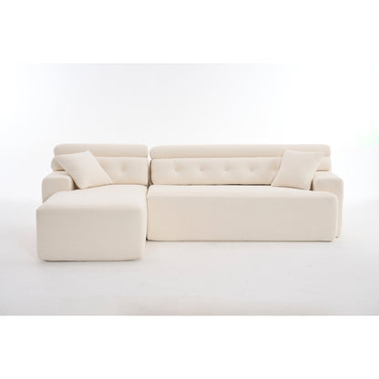 Divano componibile modulare moderno a 4 posti a forma di L in ciniglia con 2 cuscini per il soggiorno dell'appartamento