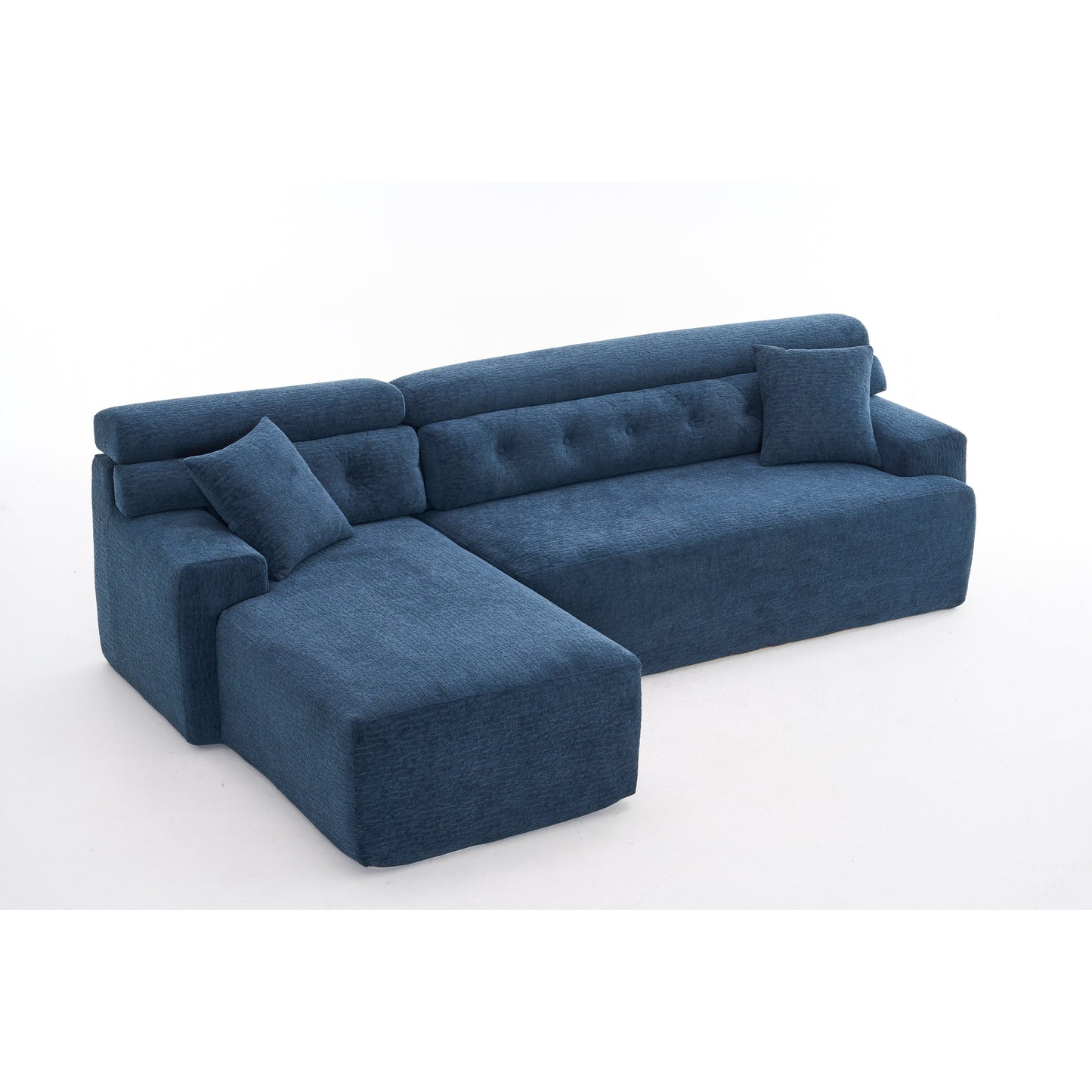 Divano componibile modulare moderno a 4 posti a forma di L in ciniglia con 2 cuscini per il soggiorno dell'appartamento