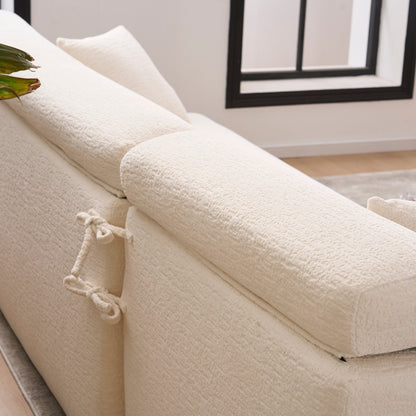 Divano componibile modulare moderno a 4 posti a forma di L in ciniglia con 2 cuscini per il soggiorno dell'appartamento