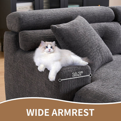 Divano componibile modulare moderno a 4 posti a forma di L in ciniglia con 2 cuscini per il soggiorno dell'appartamento