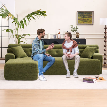 Divano componibile modulare moderno a 4 posti a forma di L in ciniglia con 2 cuscini per il soggiorno dell'appartamento