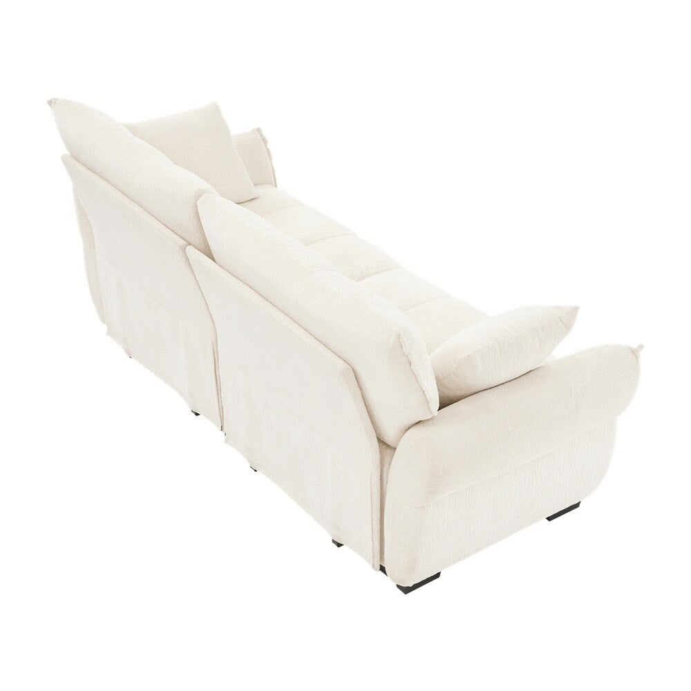 Divano moderno a due posti con rivestimento in tessuto ciniglia