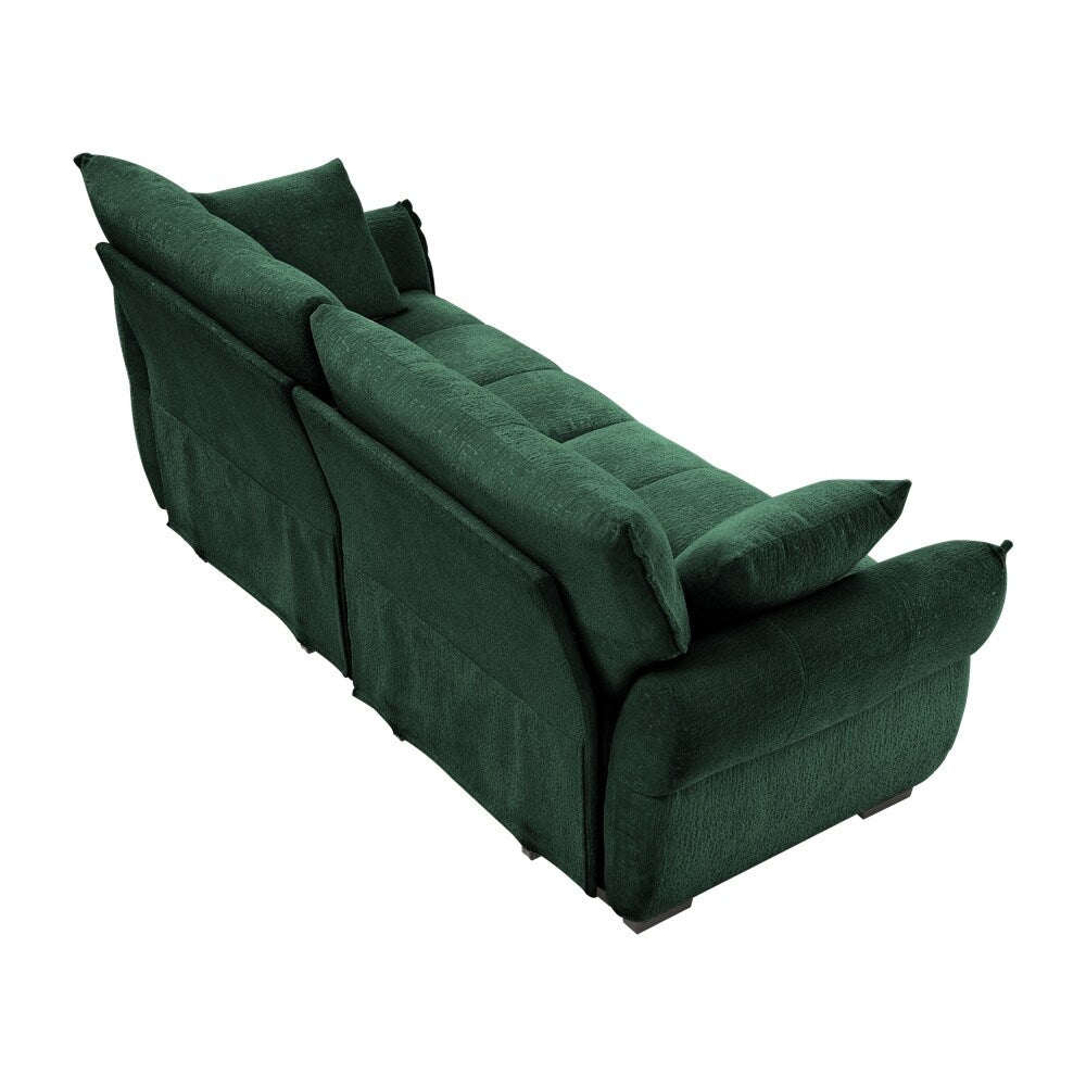 Divano moderno a due posti con rivestimento in tessuto ciniglia