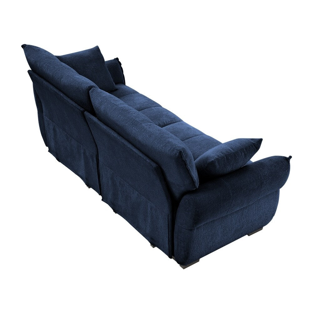 Divano moderno a due posti con rivestimento in tessuto ciniglia