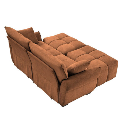 Divano moderno a due posti con rivestimento in tessuto ciniglia