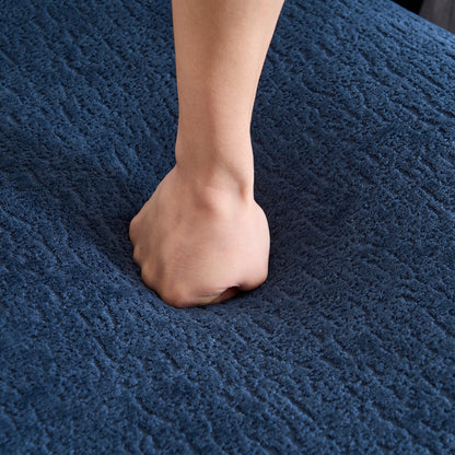 Divano componibile moderno a L in ciniglia con chaise longue curva e 4 cuscini per soggiorno