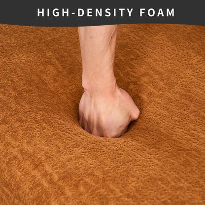 Divano componibile moderno a L in ciniglia con chaise longue curva e 4 cuscini per soggiorno