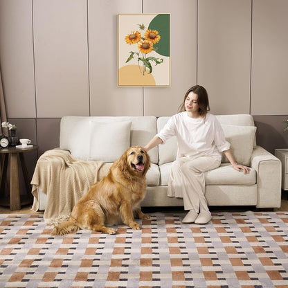 Divano moderno in ciniglia per soggiorno - Poltrona reclinabile con rivestimento sfoderabile, cuscini a molle e struttura in legno massello, beige