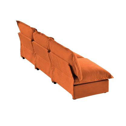 Divano moderno modulare a 3 posti senza braccioli in ciniglia