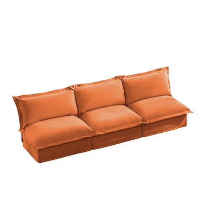 Divano moderno modulare a 3 posti senza braccioli in ciniglia