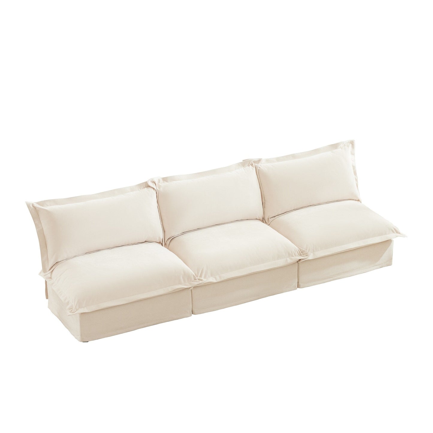 Divano moderno modulare a 3 posti senza braccioli in ciniglia