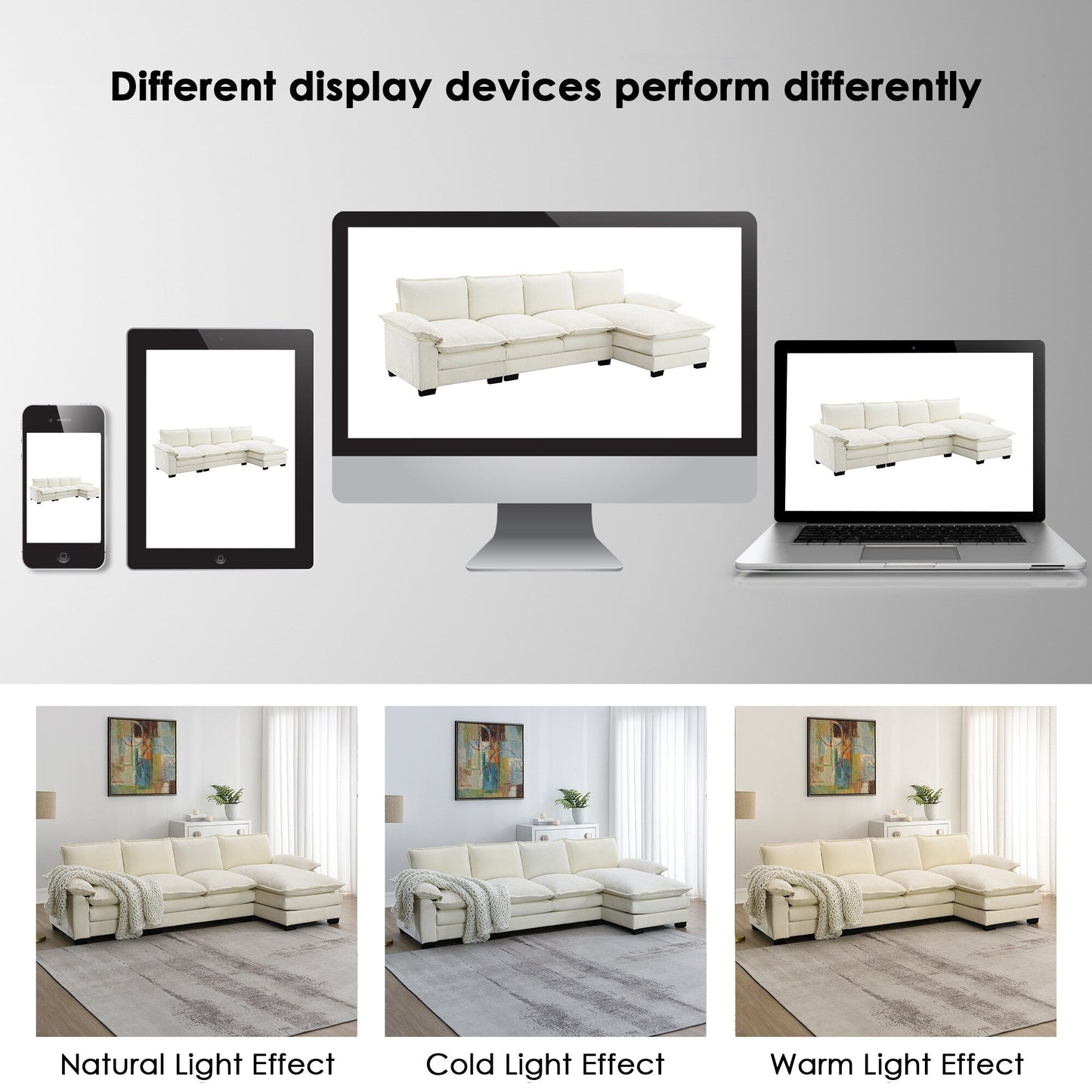 Divano componibile moderno in ciniglia con doppi cuscini, tasche portaoggetti, imbottito, divano a forma di L con chaise longue reversibile