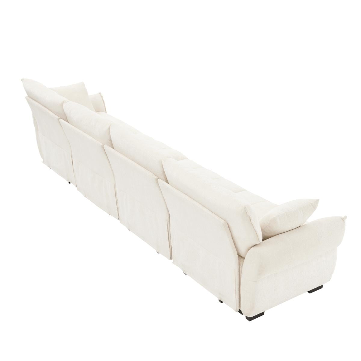 Divano moderno in ciniglia, struttura in legno massello con cuscino ad alta elasticità