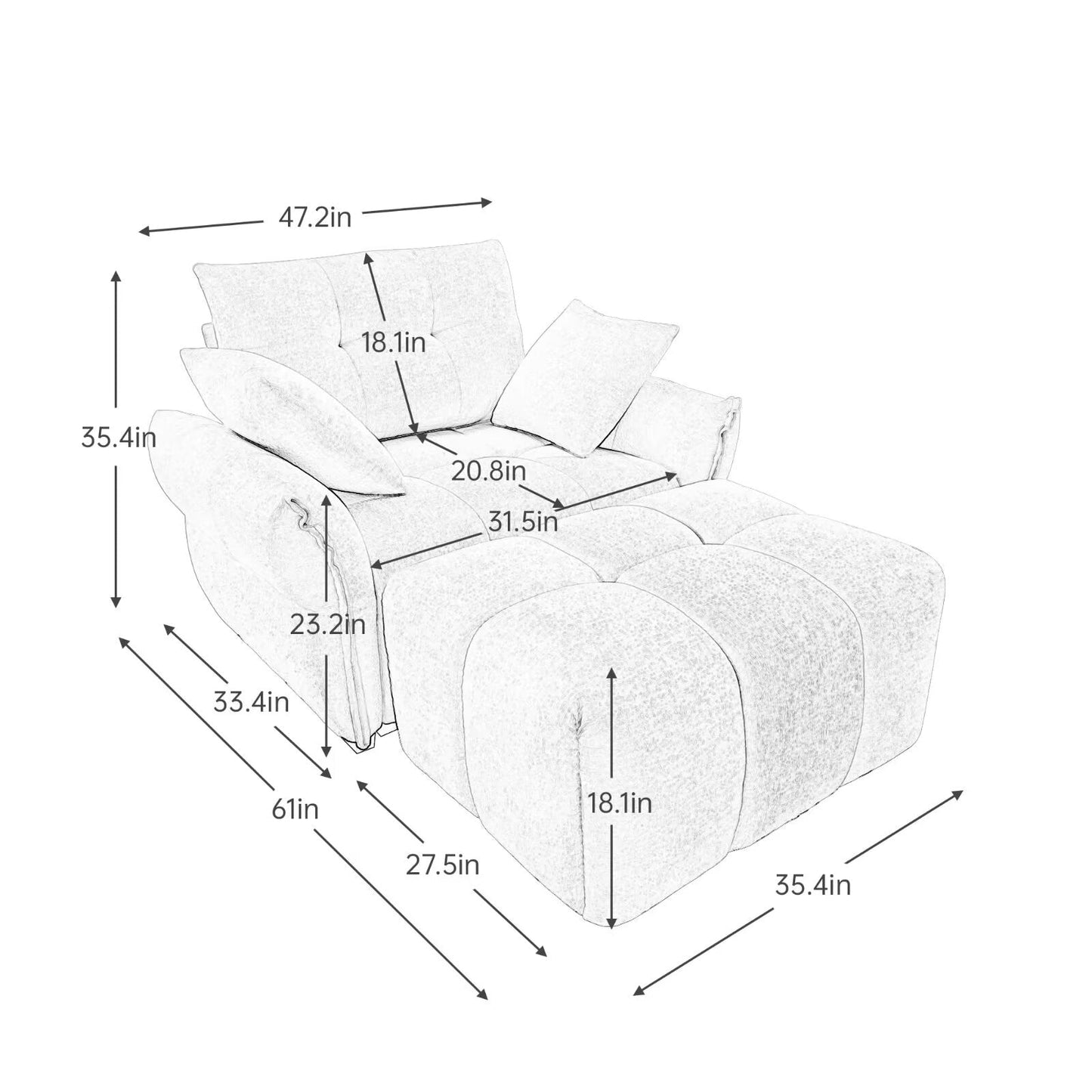 Divano moderno in ciniglia, struttura in legno massello con cuscino ad alta elasticità