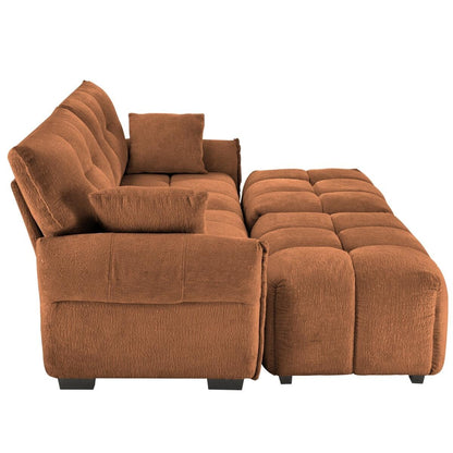 Divano moderno in ciniglia, struttura in legno massello con cuscino ad alta elasticità