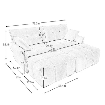 Divano moderno in ciniglia, struttura in legno massello con cuscino ad alta elasticità