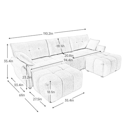 Divano moderno in ciniglia, struttura in legno massello con cuscino ad alta elasticità