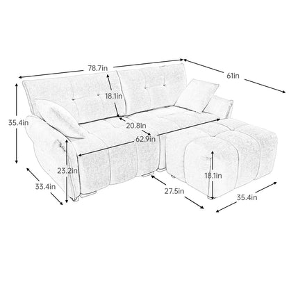 Divano moderno in ciniglia, struttura in legno massello con cuscino ad alta elasticità