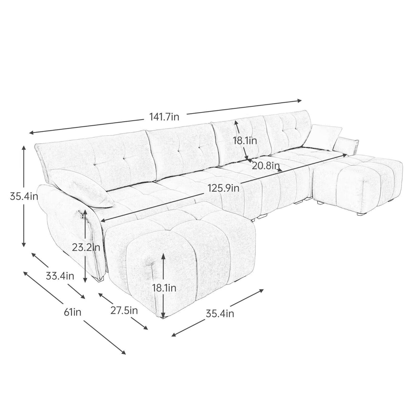 Divano moderno in ciniglia, struttura in legno massello con cuscino ad alta elasticità