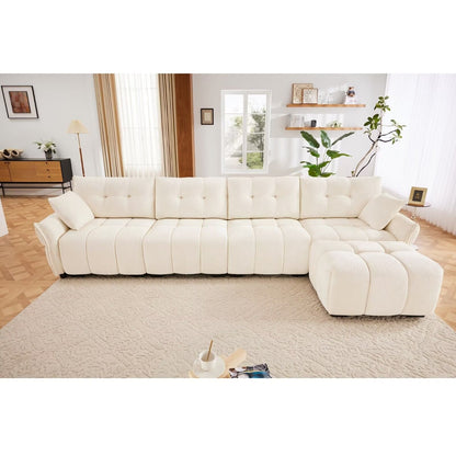 Divano moderno in ciniglia, struttura in legno massello con cuscino ad alta elasticità